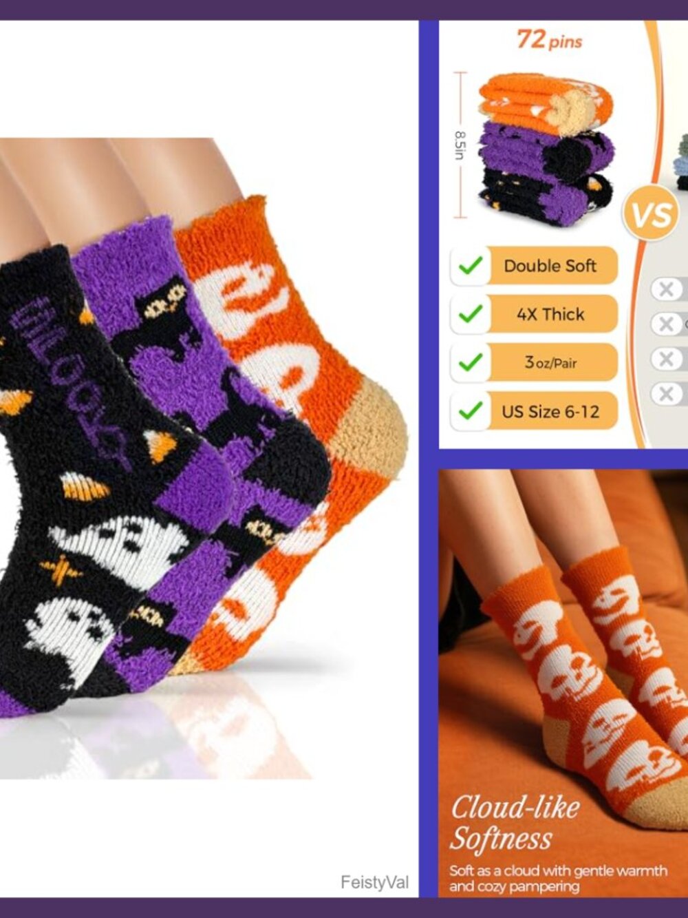 Fuzzy Halloween Socks Thick Soft Warm Women's Cozy Plush Novelty Socks